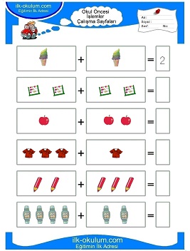 Çocuklar İçin toplam işlemi yaprak testleri 